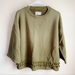 Current/Elliott Pom Pom Flare Sleeve Sweatshirt